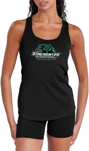 Vista 104 de Camiseta deportiva sin mangas oficial de NCAA Collegiate para mujer, con espalda cruzada, colección con logotipo primario