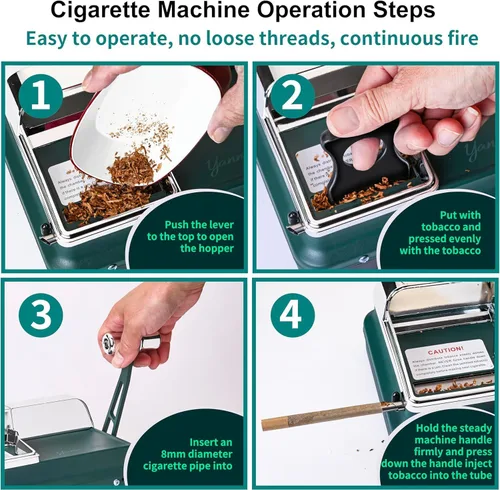 Vista 8 de Máquina de laminación de cigarrillos + caja de cigarrillos + 20 tubos de filtro sin blanquear, máquina inyectora manual de cigarrillos para tubos