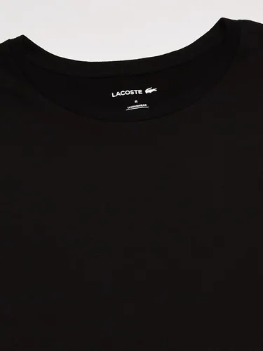 Vista 2 de Lacoste Essentials - Paquete de 3 camisetas 100% algodón con cuello redondo y ajuste regular para hombre, Negro