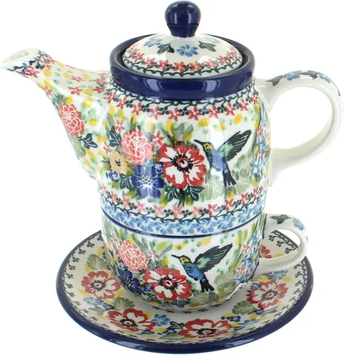 Vista 5 de Blue Rose Polish Pottery Georgia Blue Tea para uno
