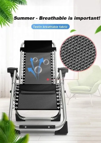 Vista 5 de Sun Lounger Garden Chairs Foldable Deck Chair Outdoor Reclining, with Cushions Comfortable Zero Gravity Chair Extra Wide Adjustable Recliner Chair