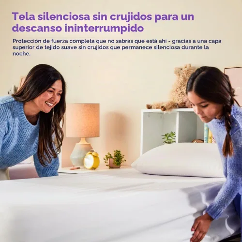 Vista 3 de Protector de colchón impermeable Purple – Individual, protección de estándar dorado, diseño centrado en la comodidad, se adapta a colchones de 8" a