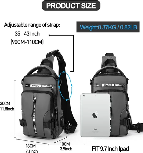 Vista 20 de Mochila cruzada pequeña negra para hombre y mujer, H-Negro, S, Moda