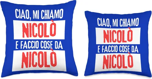 Vista 3 de Nicolò Idea Regalo Personalizzata con Nome Ciao Sono Faccio Cose Da Nicolò Personalizzato Throw Pillow, 16x16, Multicolor