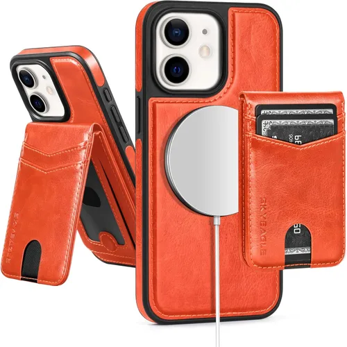 Vista 65 de SkyEagle - Funda tipo cartera compatible con MagSafe para iPhone 11, color negro Detachable Magnetic Credit Card Holder,RFID Blocking,PU