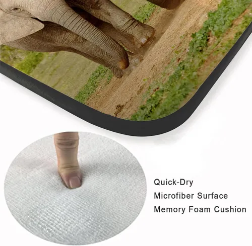 Vista 5 de Alfombra de esponja lavable para niños y niñas, dormitorio, sala de estar, elefante africano, exótico, selva, animales salvajes, antideslizante