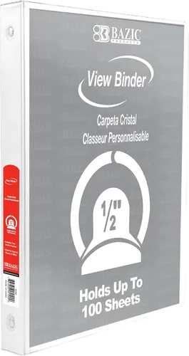 Vista 37 de BAZIC Products Carpeta organizadora de 3 anillas de 1/2 pulgada con vista económica, color negro, anillo redondo, capacidad para 100 hojas de papel