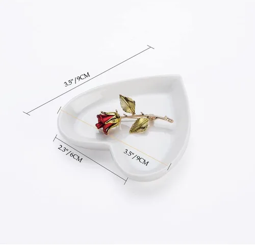 Vista 7 de JAMEND CLXP 2 platos de compromiso para anillos de boda para recién casados, decoración del hogar en forma de corazón, bandejas de cerámica