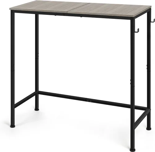 Vista 8 de Mesa de entrada estrecha negra moderna – Mesa de sofá delgada con ganchos para sala de estar, vestíbulo, dormitorio, pasillo, oficina