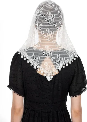 Vista 6 de Wgior Veils for Church Lace Chapel Veils Catholic Veil Triangle Latin Mass Veil Head Covering Scarf Mantilla