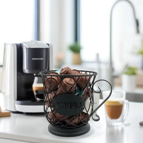 Vista 5 de Cesta de almacenamiento de cápsulas de café, organizador de gran capacidad para portavasos K Sturdy Iron Coffee Pod Organizer,Versatile Pods