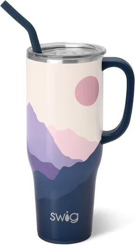 Vista 13 de Swig Life - Taza Mega de 40 onzas, Taza de 40 oz con asa, apta para vasos, apta para lavavajillas, taza aislada extra grande, acero inoxidable