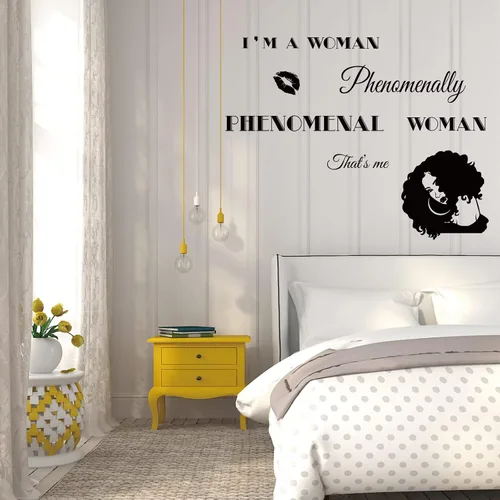 Vista 4 de SUPERDANT Calcomanía inspiradora para pared, con frase en inglés "I am a Phenomenal Woman Quotes Woman Avatar", diseño de motivación para mujer
