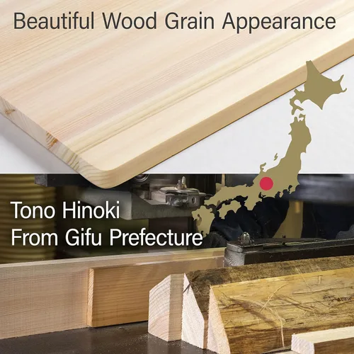 Vista 4 de YAMASAN KYOTO UJI Tabla de Cortar Japonesa Hinoki - Pequeña - Tabla de Cortar de Madera de Ciprés Natural, Tabla de Cortar de Cocina, Alta