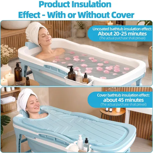 Vista 4 de Bañera portátil - Bañera plegable de 235L/62.1 galones con tapa