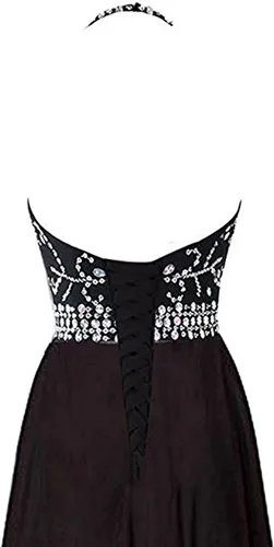 Vista 2 de Kivary Vestidos de noche largos de gasa degradado con cuentas transparentes halter, Ombre