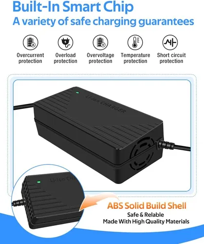 Vista 6 de Cargador súper rápido de 54.6V 3A / 5A para batería de 48V, 7 tipos de enchufes para elegir, sin necesidad de adaptador, más seguro. Compatible