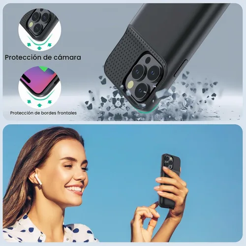 Vista 7 de Funda de batería para iPhone 14 Pro Max, 14 Plus y 13 Pro Max, funda de carga inteligente recargable real de 8600 mAh, batería protectora portátil