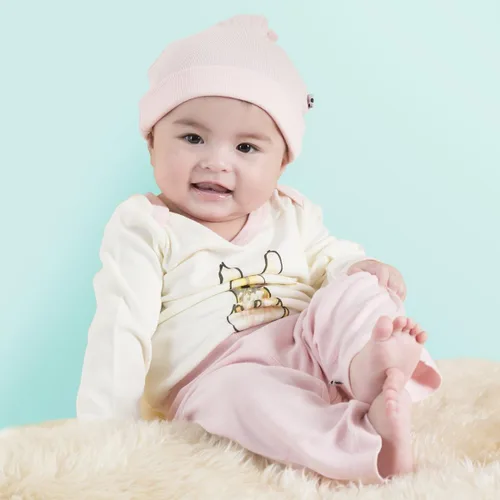 Vista 4 de Babysoy Mameluco de manga larga con estampado animal orgánico para recién nacido