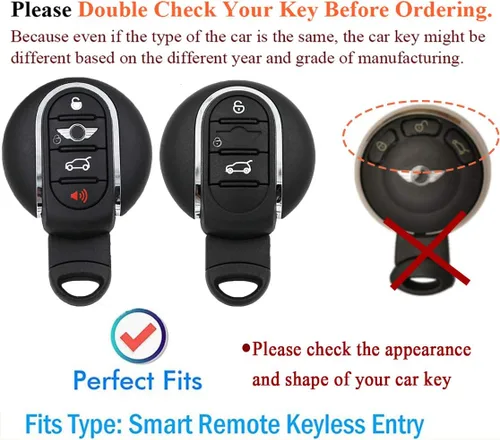 Vista 2 de SANRILY Funda para llave de automóvil BWM Mini Cooper sin llave para llave remota, funda de protección completa con llavero, Gradiente Rosa