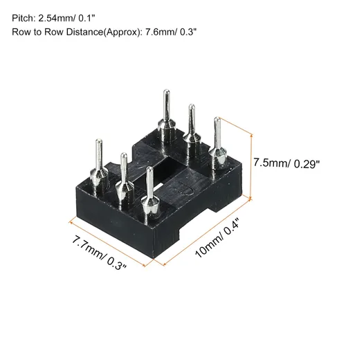Vista 2 de MECCANIXITY DIP IC Chip Adaptador de zócalo de Pin Redondo 6P 0.100 in Pitch IC Socket para PCB Board Chip, paquete de 6