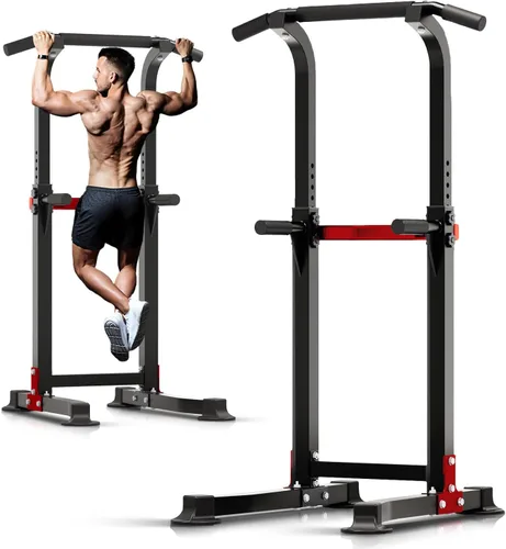 Vista 8 de ZENOVA Pull Up Bar Dip Bar Squat Rack Workout Dip Station Height Adjustable Free Standing Chin Up Bar