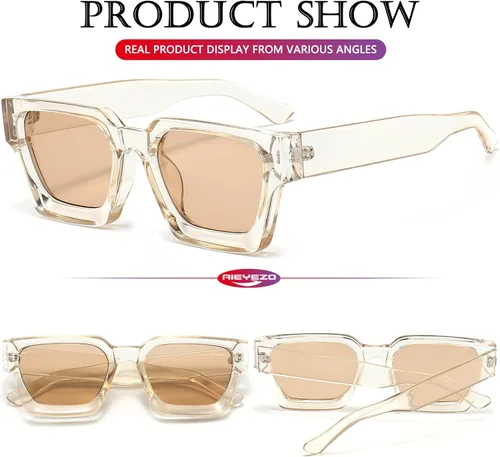 Vista 75 de AIEYEZO Gafas de sol cuadradas para mujeres y hombres, gafas de sol cuadradas con montura gruesa, estilo de diseñador simple