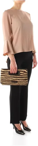 Vista 3 de Michael Kors mujeres Rosalie Raffia rayas embrague bolso beige grande