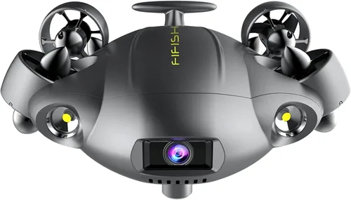 Vista 3 de FIFISH V6 Expert V6E M100A Drone submarino ROV con brazo robótico y estuche industrial