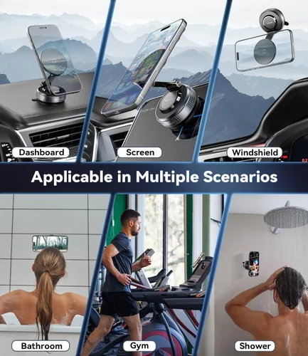 Vista 2 de Soporte magnético para teléfono al vacío, soporte magnético ajustable de 360°, soporte de teléfono Magsafe con ventosa mejorada 2025 para tu
