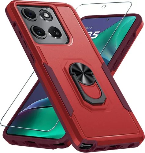 Vista 9 de Funda diseñada para Motorola Moto G Stylus 5G 2025/2026, color lavanda Tempered Glass Screen Protector,Built in Ring Holder Kickstand,Heavy Duty