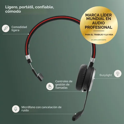 Vista 3 de Jabra Evolve 65 SE - Auriculares inalámbricos mono - Auriculares Bluetooth con micrófono de cancelación de ruido, batería de larga duración