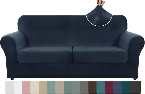 Vista 10 de ZNSAYOTX Fundas elásticas para silla de terciopelo de lujo con brazo, 2 piezas, para sala de estar, funda gruesa y suave, antideslizante, protector