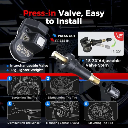Vista 6 de Autel Juego de 4 sensores TPMS, sensor MX TPMS de 315 MHz + 433 MHz, sensor de presión de neumáticos MaxiTPMS, sensor de neumáticos a presión de 1
