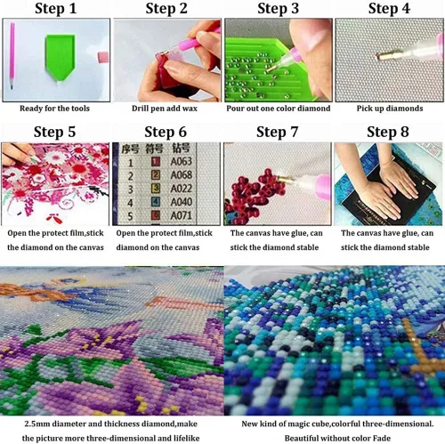 Vista 5 de EastyGold Pintura de diamantes 5D DIY arte de mariposas y flores, kit de pintura de diamante, taladro completo para adultos y niños, bordado