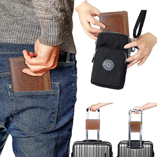 Vista 7 de Juego de tarjetero para pasaporte y vacuna, funda con protector transparente de ranura para tarjeta de vacunación, bloqueo RFID de cuero