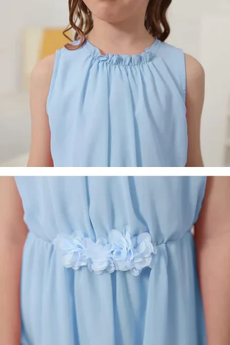 Vista 5 de GORLYA Vestido midi plisado con cintura elástica para niñas de 4 a 14 años
