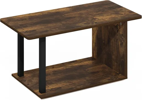 Vista 5 de Furinno Mesa de Café Básica, Mesa de Centro Moderna de 2 Niveles con Estante Abierto, Mesa Auxiliar de Fácil Montaje, para Sala de Estar