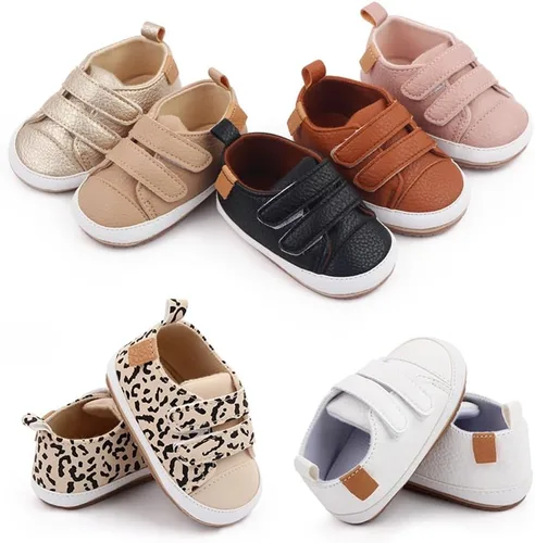 Vista 6 de Baby Shoes Soft Leather Flat Shoes Toddler First Walker Shoes Boys Girls Infant Newborn Sneakers Non-Slip Rubber Sole