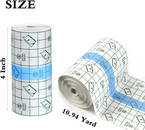 Vista 2 de 2 vendajes impermeables de 4 pulgadas x 10.94 yardas para vendajes de película transparente, protector de curación de segunda piel, vendajes