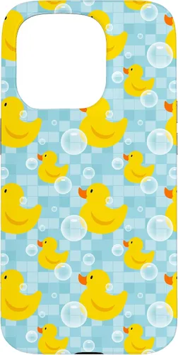 Vista 14 de Funda de goma amarilla para iPhone 16 con patrón de patos y patos