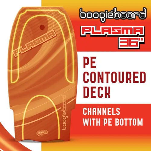 Vista 5 de Boogieboard - Bodyboard de plasma de 36 pulgadas - Correa ajustable - Bodyboard ligero - Espuma de polietileno, parte inferior lisa - Fácil