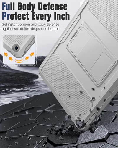 Vista 4 de MoKo Funda para iPad 2018/2017 de 9.7 pulgadas, para 6ª/5ª generación - [Resistente] Funda protectora de cuerpo completo híbrida con protector