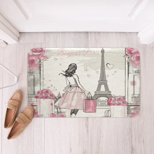 Vista 5 de Alfombras de baño de bailarina para niños, diseño de estrellas y corazones con notas musicales, decoración de habitación de niñas y mujeres