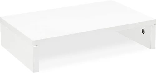Vista 13 de TEAMIX Elevador de monitor de 14.2 pulgadas, elevador de monitor de madera con almacenamiento para escritorio, soporte de monitor pequeño
