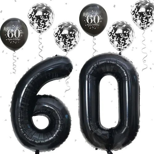 Vista 11 de Decoraciones de cumpleaños número 18 para niños y niñas, globo de aluminio con el número 18 de 40 pulgadas, globos de látex negros y metálicos