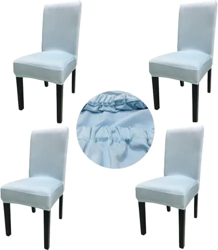 Vista 14 de Paquete de 4 fundas protectoras para sillas de comedor, tela elástica de elastano, lavables a máquina, fundas de asiento extraíbles para el hogar
