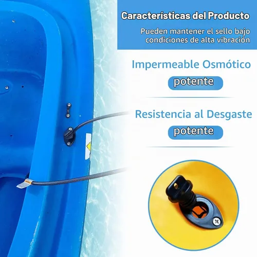 Vista 3 de Kit de tapones de drenaje de kayak, tapones de rosca para kayak, canoa, barco con tornillos, herrajes