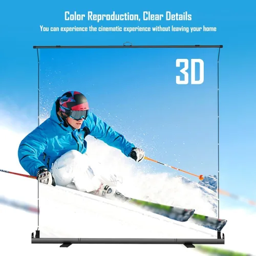 Vista 3 de Pantalla de proyección móvil 4K 3D, 60 pulgadas, 72 pulgadas, 80 pulgadas, 92 pulgadas, ultra HD, pantalla de cine manual para cine en casa, cine
