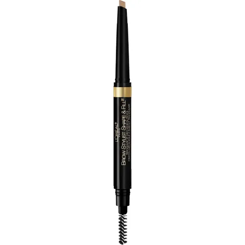 Vista 15 de L'Oreal Paris Lápiz de maquillaje mecánico para cejas con forma y relleno, color rubio oscuro, 0.008 onzas